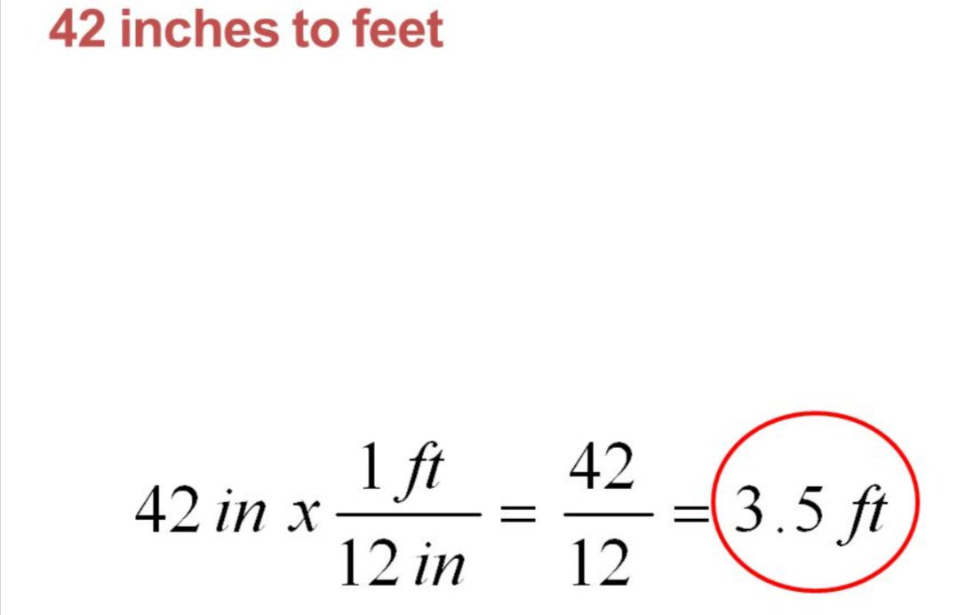 42 Inches to Feet